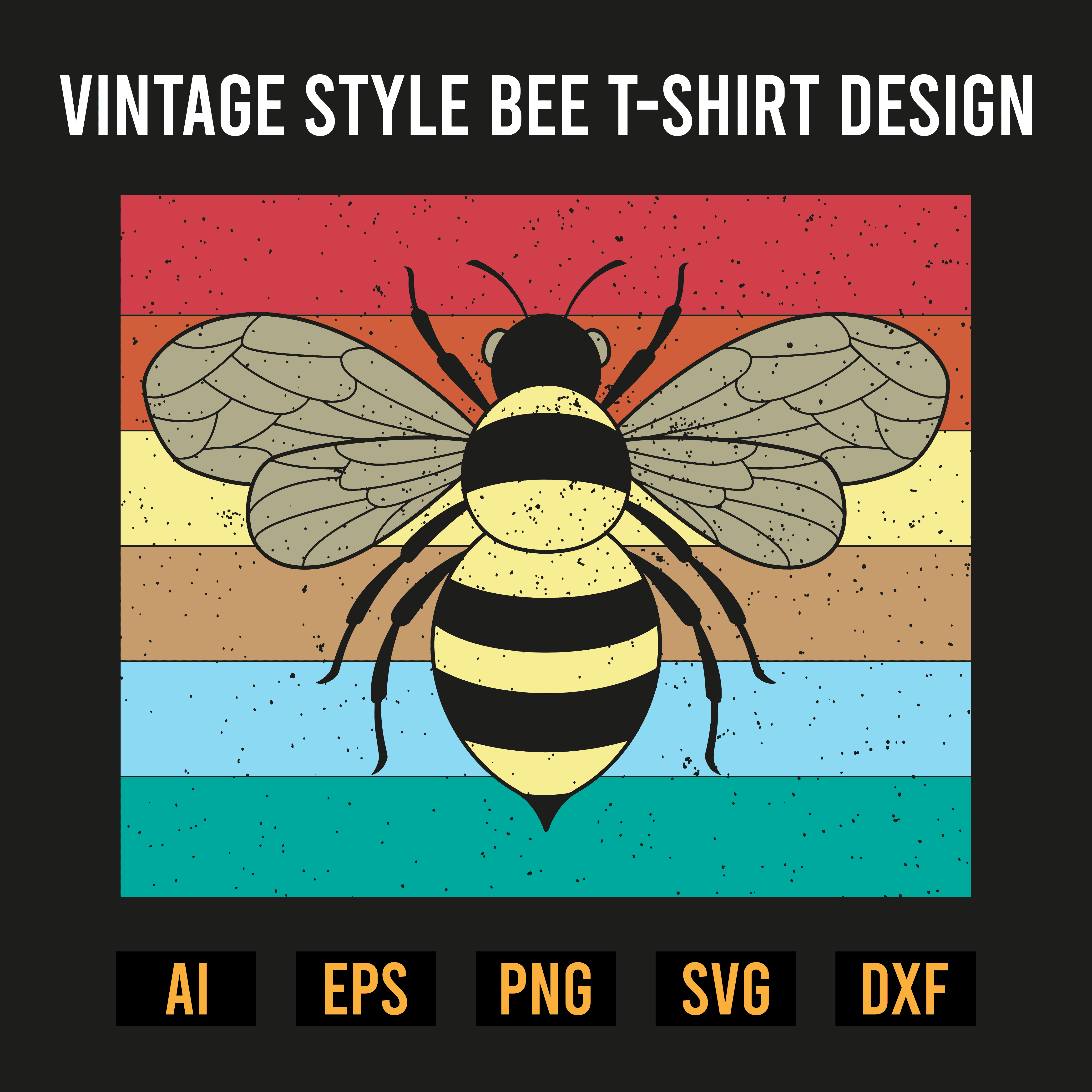 Vintage Style Bee T- Shirt Design cover image.