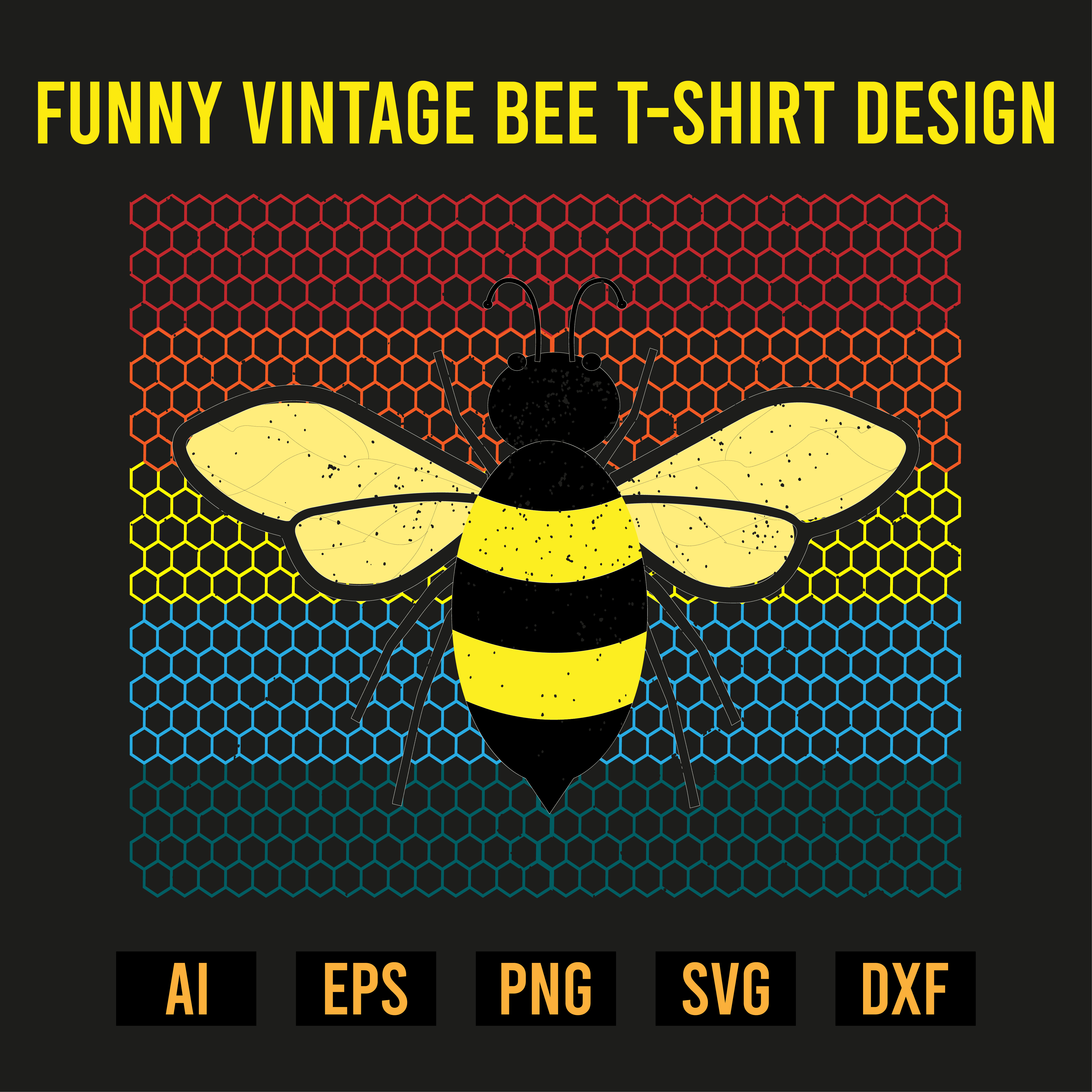 Funny Vintage Bee T- Shirt Design cover image.