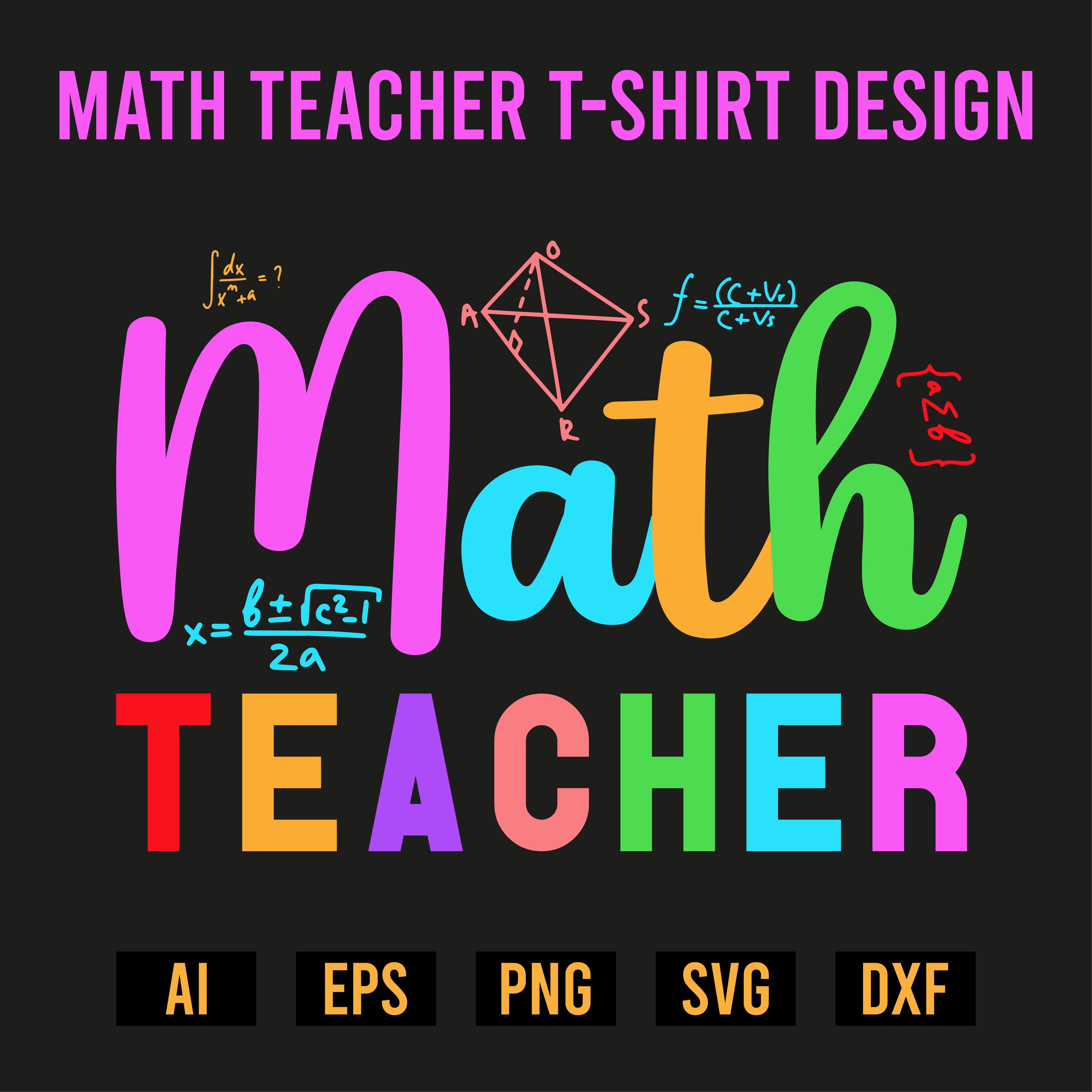 Math Teacher T-Shirt Design cover image.