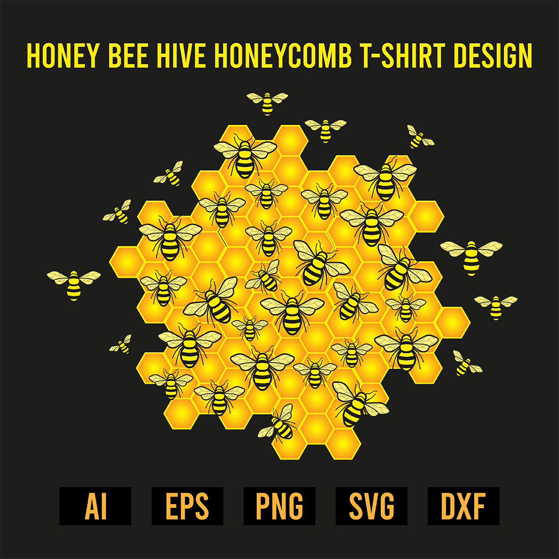 Honey Bee Hive Honeycomb T- Shirt Design cover image.