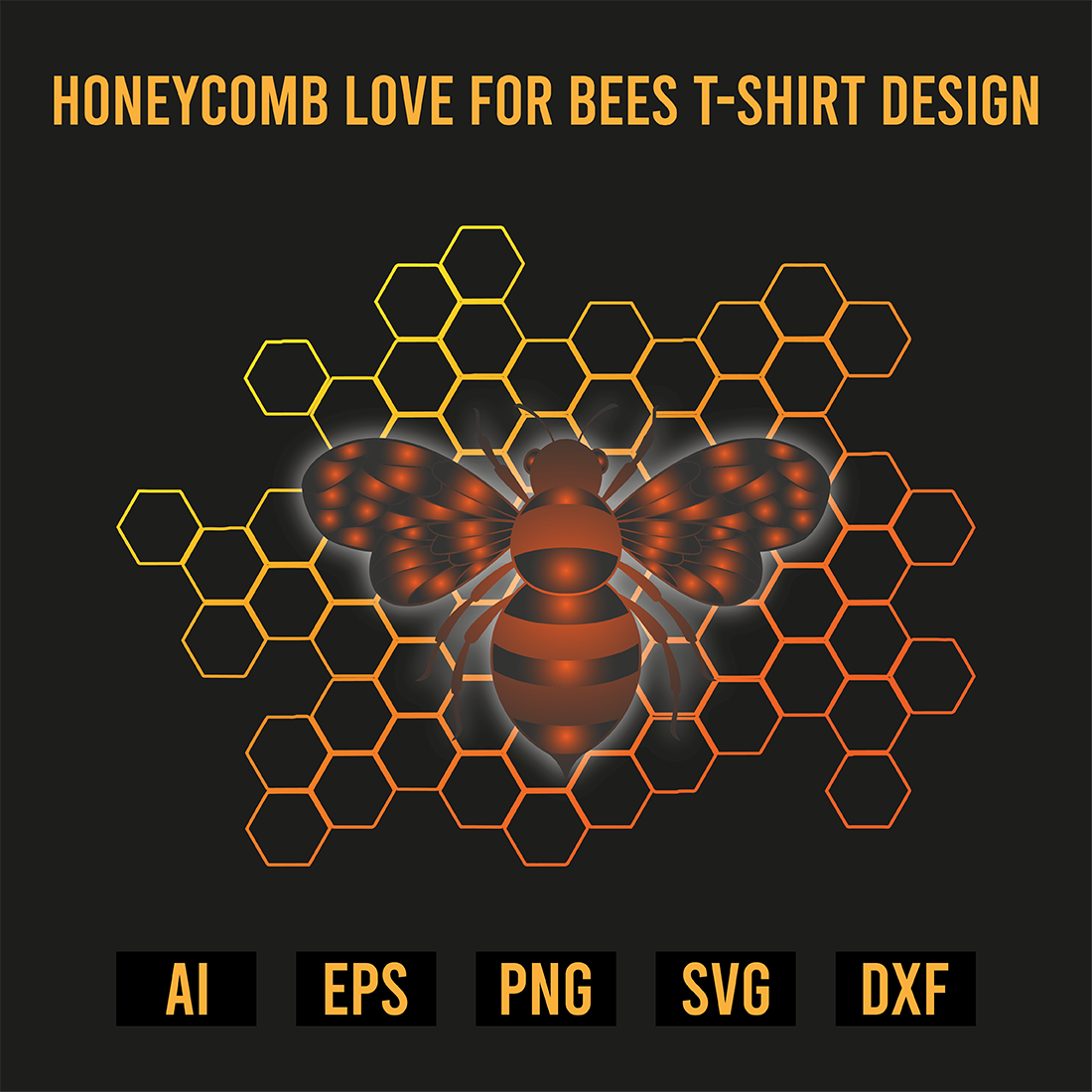 Honeycomb Love For Bees T- Shirt Design cover image.