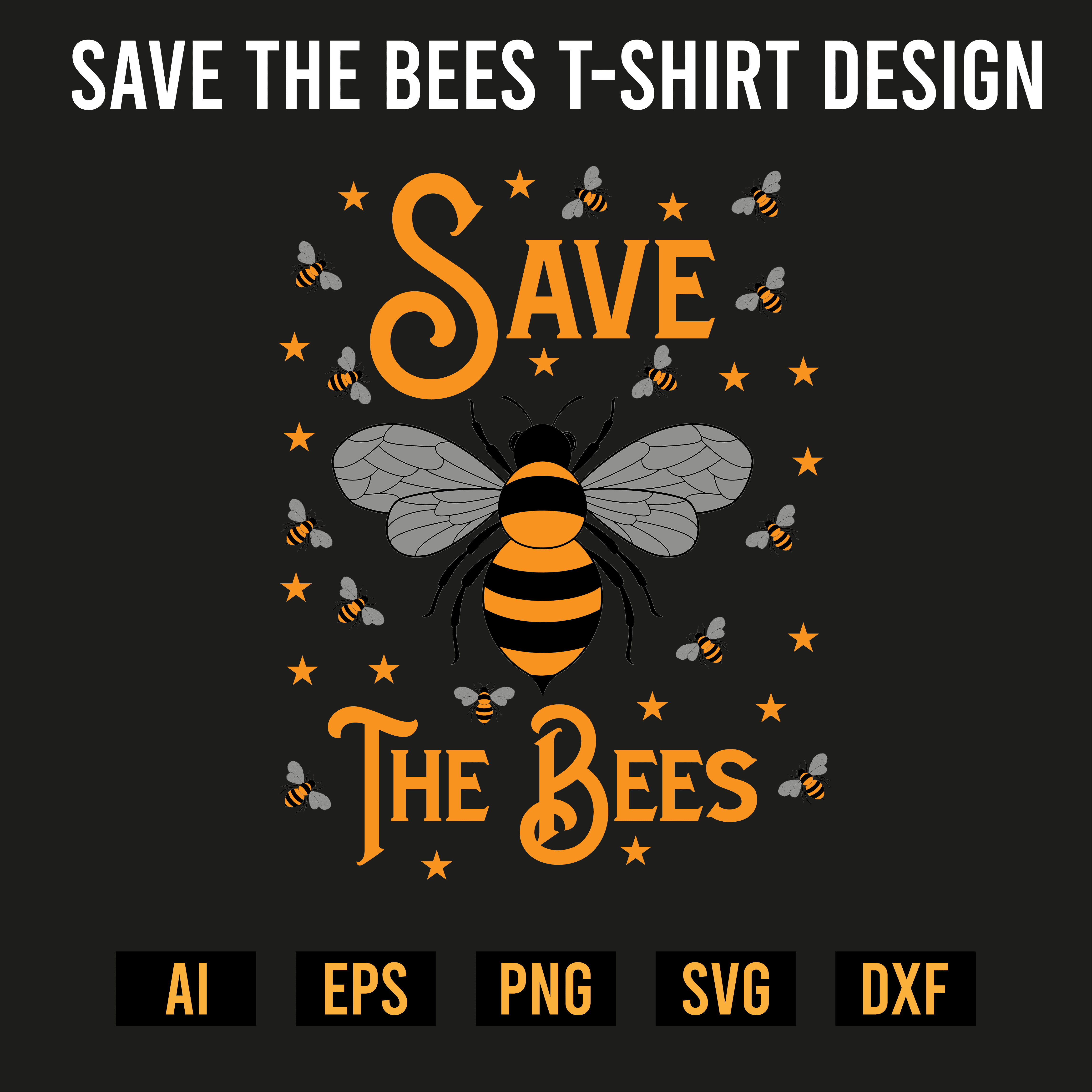 Save the Bees T- Shirt Design cover image.