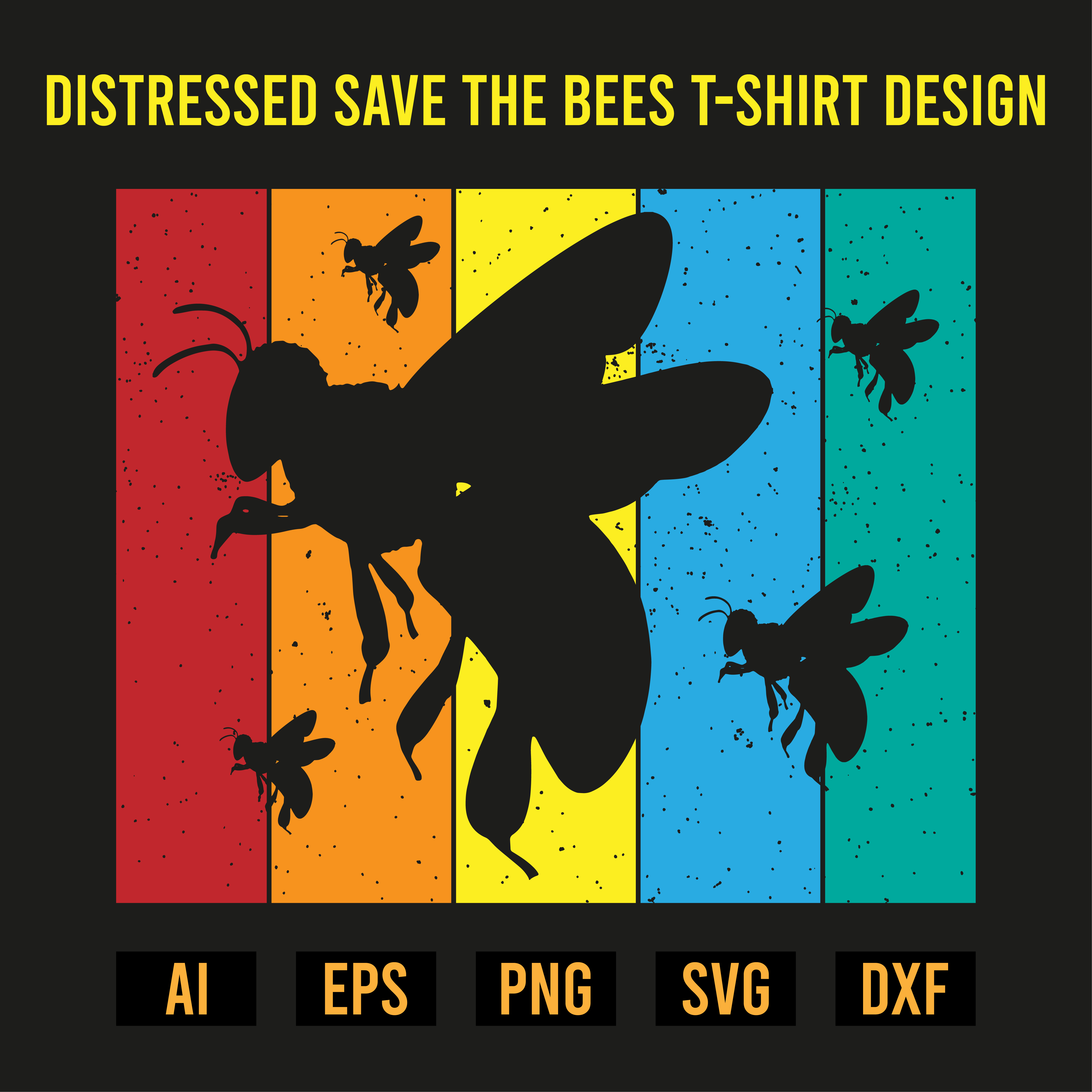 Distressed Save the Bees T- Shirt Design cover image.