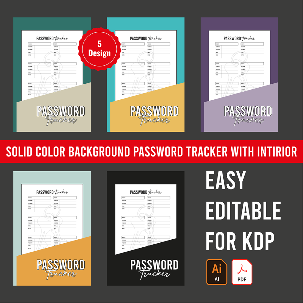 Solid Color Background Password Tracker - MasterBundles
