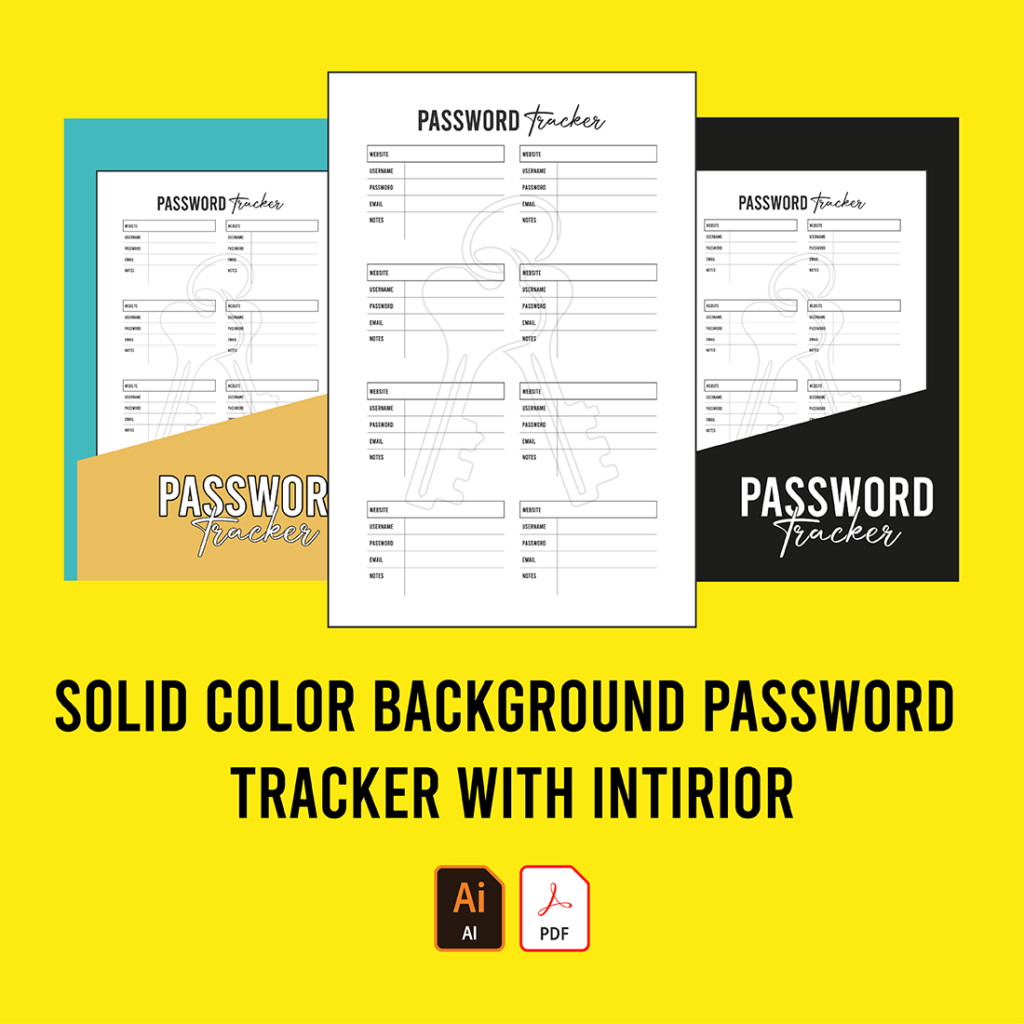 Solid Color Background Password Tracker - MasterBundles