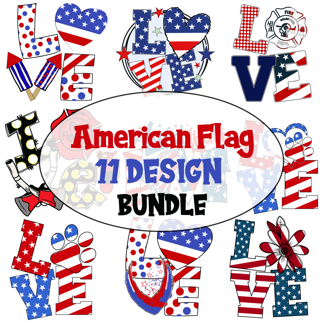 American Flag 4th of July Independence Day T-shirt Bundle cover image.