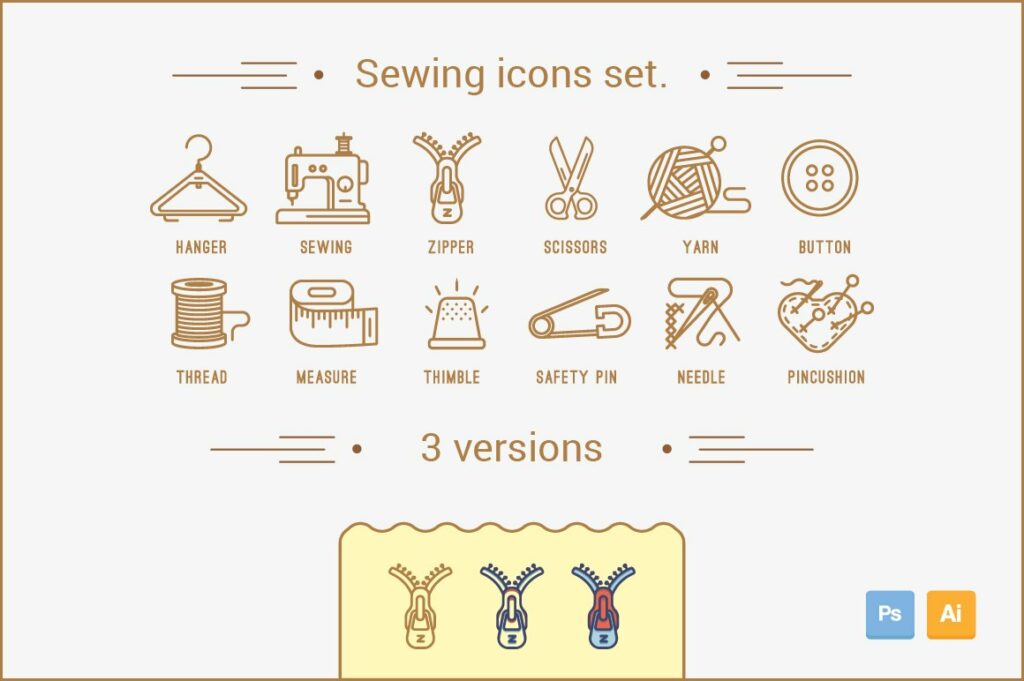 Sewing Icon Boot Sewing Icons Set – MasterBundles