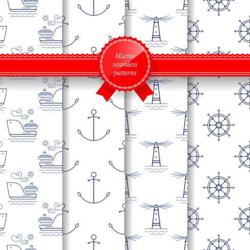 Marine summer seamless pattern main image preview.