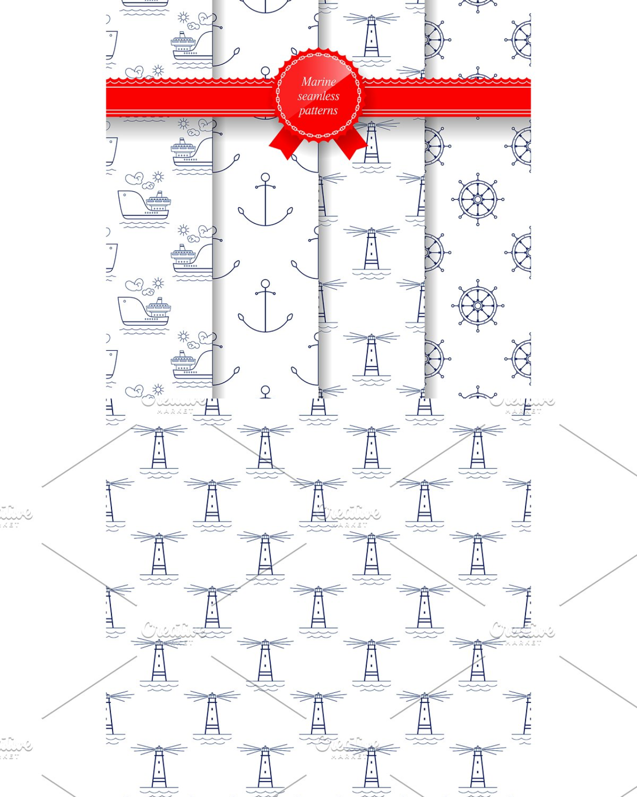 Marine summer seamless pattern pinterest image preview.