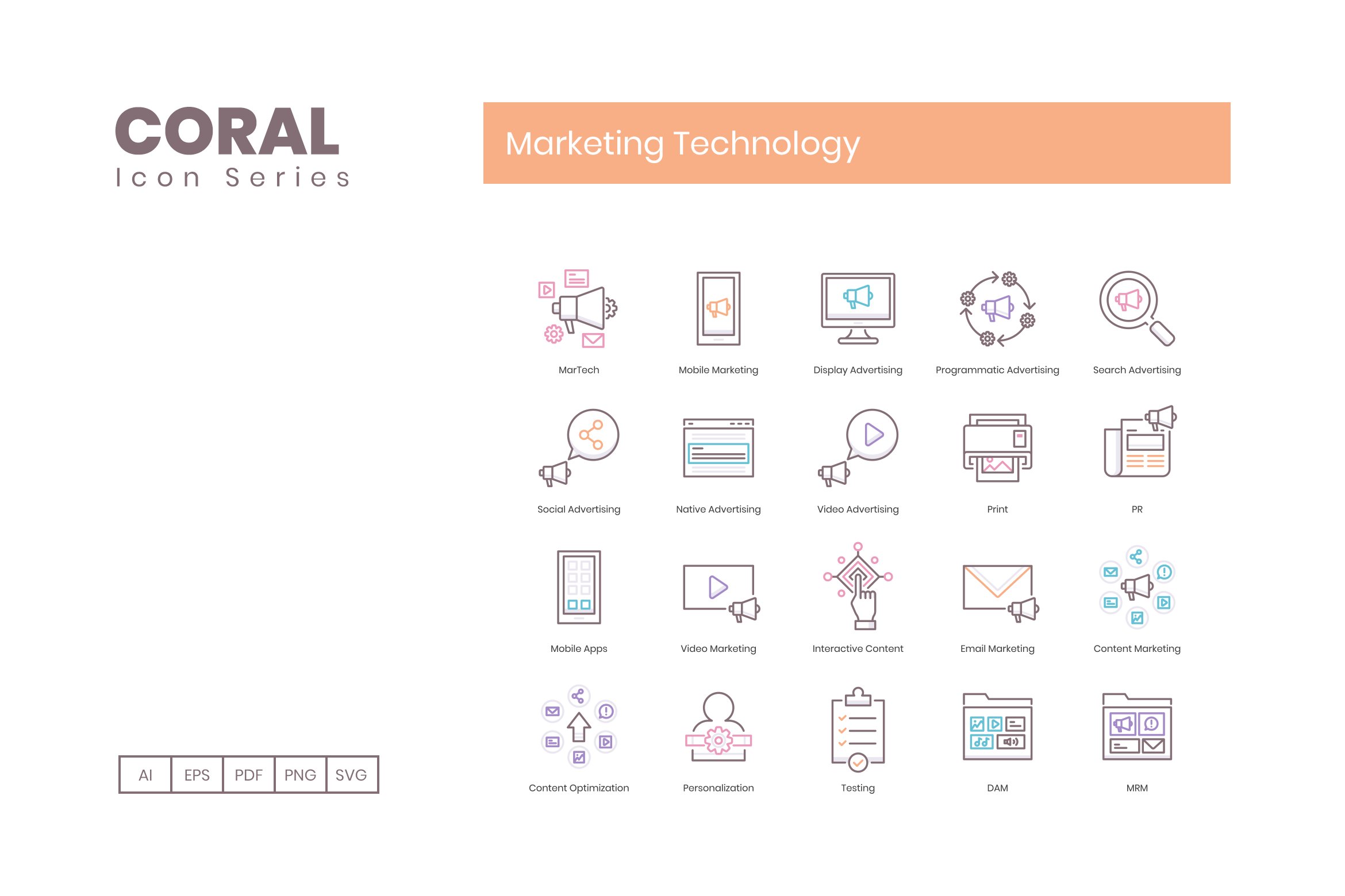 Cover image of 90 Marketing Technology Icons.