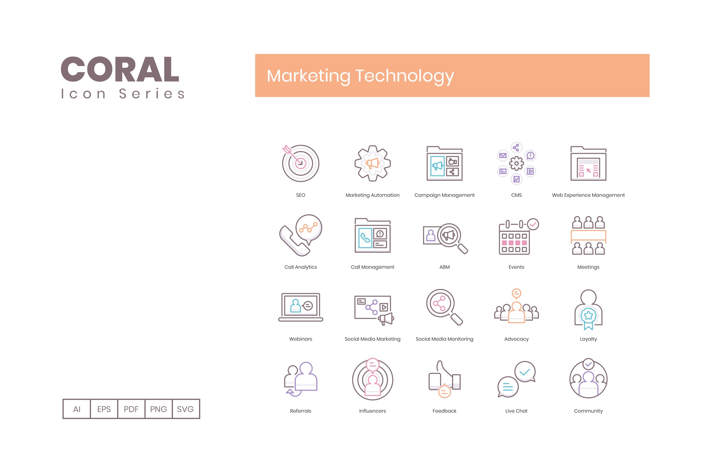 90 Marketing Technology Icons preview.