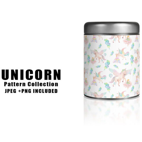 Image of jar with irresistible unicorn patterns