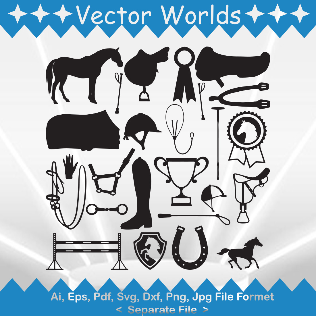 Equestrian SVG Vector Design main image.