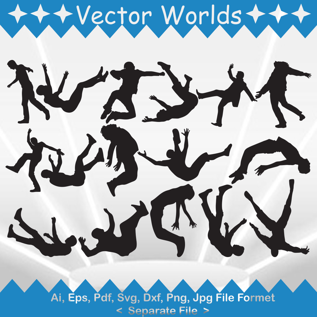 Falling People SVG Vector Design main image.