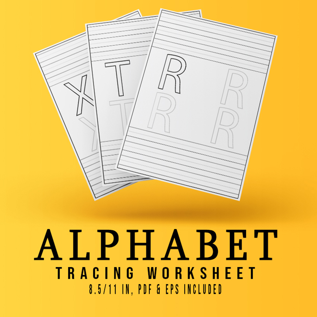 Alphabets A to Z Words Tracing Worksheets Bundle cover image.