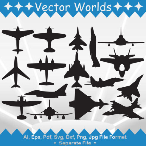 Fighter Aircraft SVG Vector Design main image.