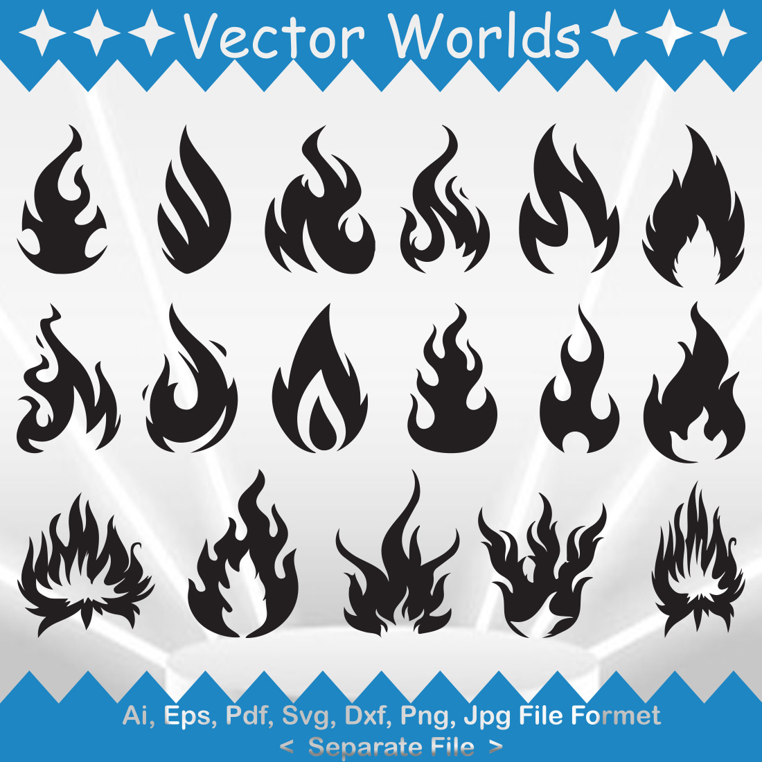 Flame Fire Black Contour PNG & SVG Design For T-Shirts