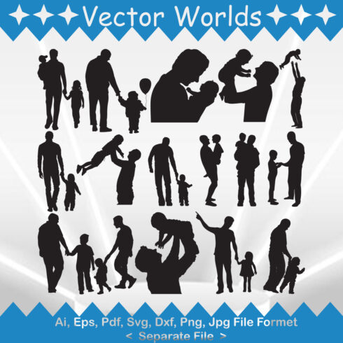 Father With Kid SVG Vector Design main image.