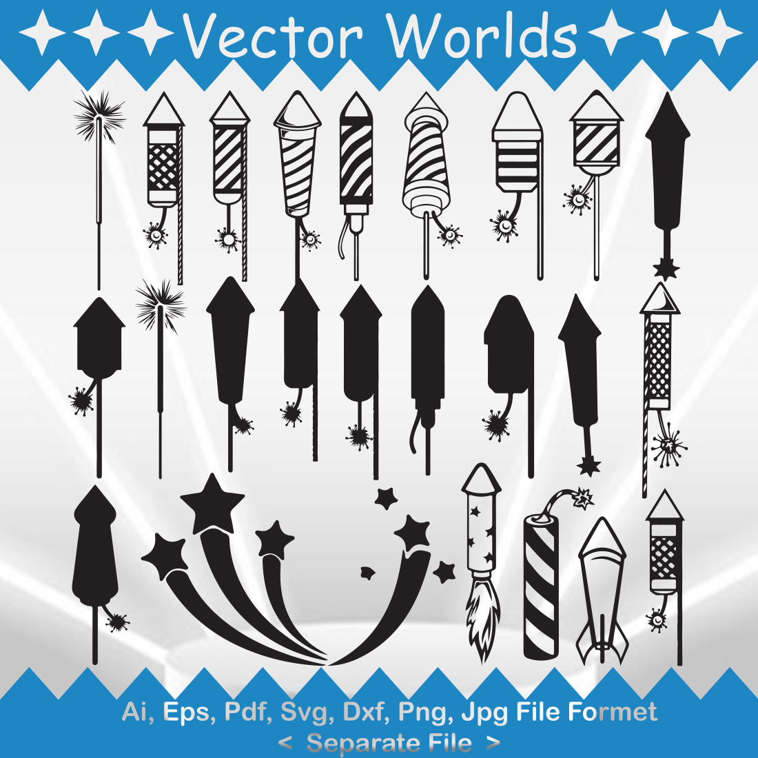 Fireworks Rocket SVG Vector Design main image.