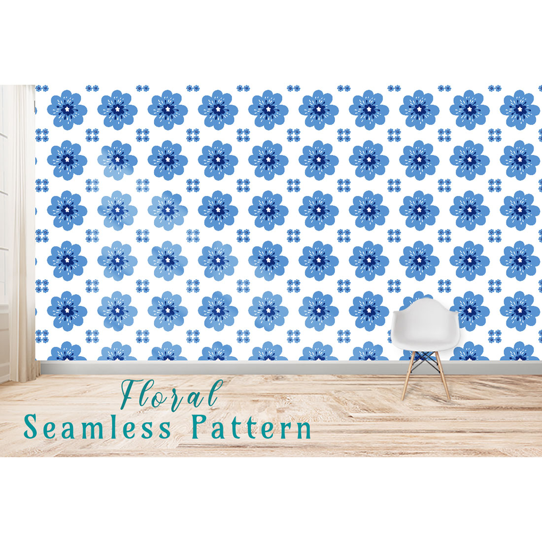 Image with enchanting patterns of blue flowers