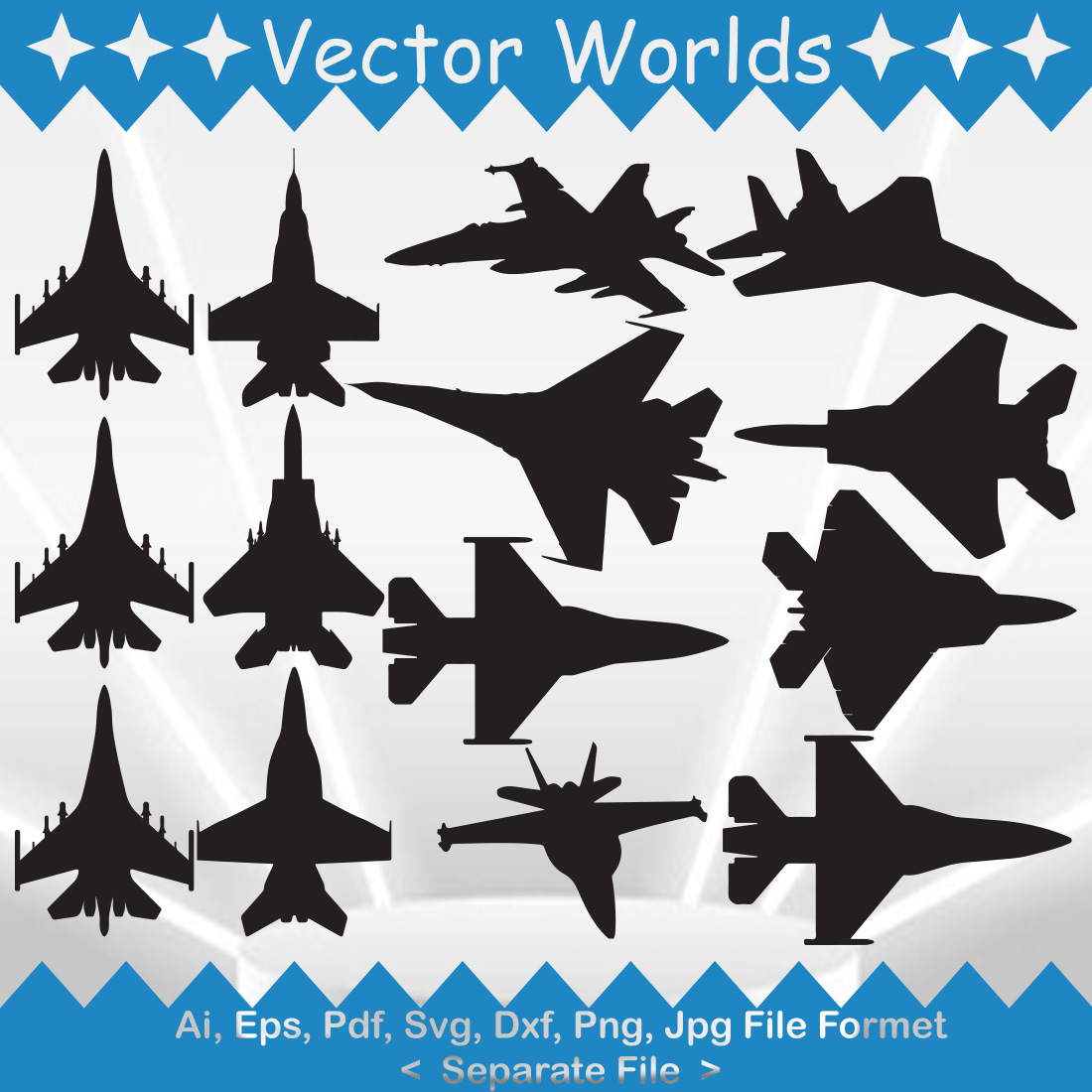 Fighter Plane SVG Vector Design main image.