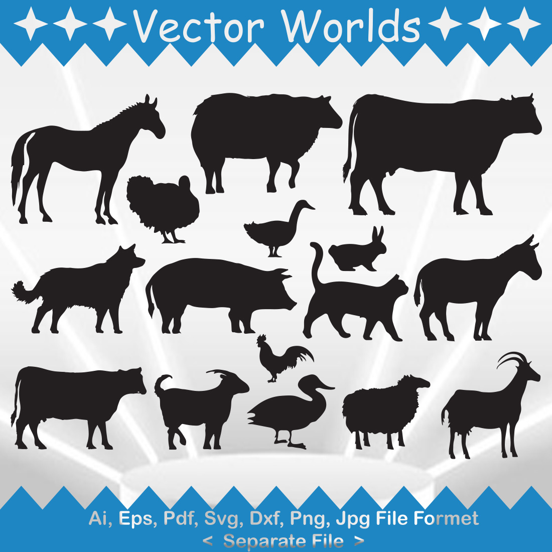 Farm Animals SVG Vector Design main image.