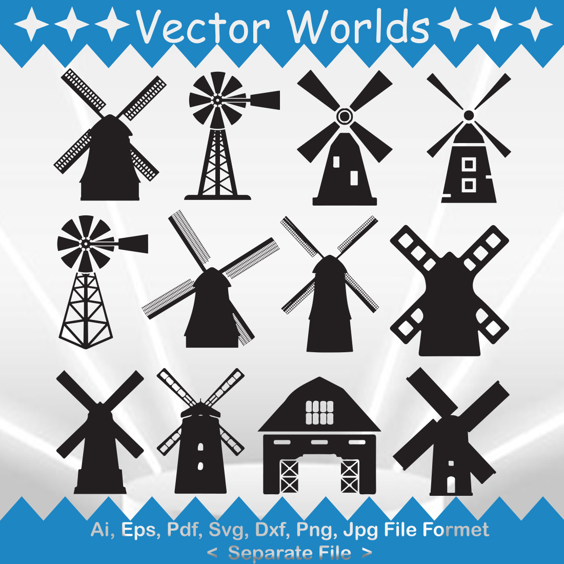 Farm Mill SVG Vector Design main image.