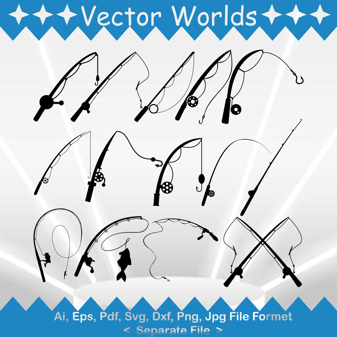 Fishing rod SVG Vector Design