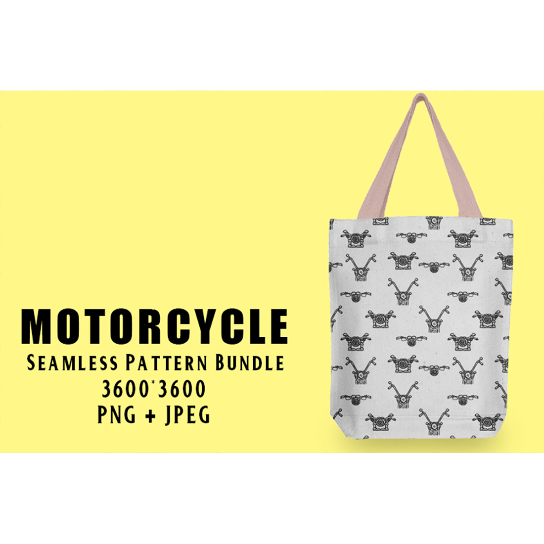 Image of a bag with exquisite patterns with motorcycles