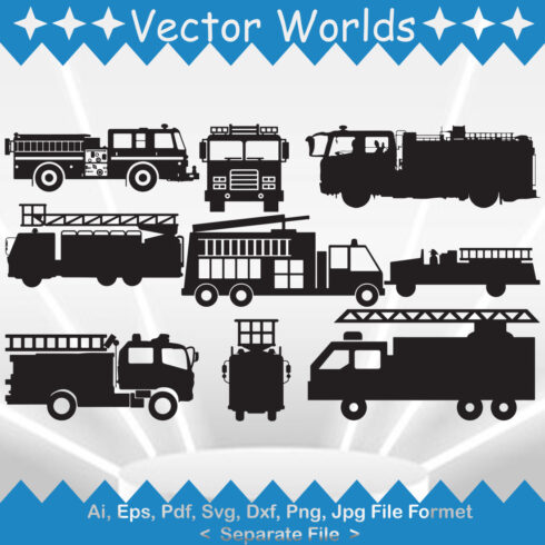 Fire Truck SVG Vector Design main image.
