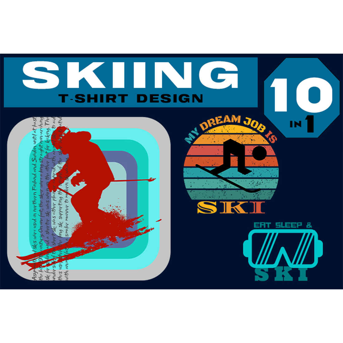 Winter Skiing T-shirt Design Bundle main cover.