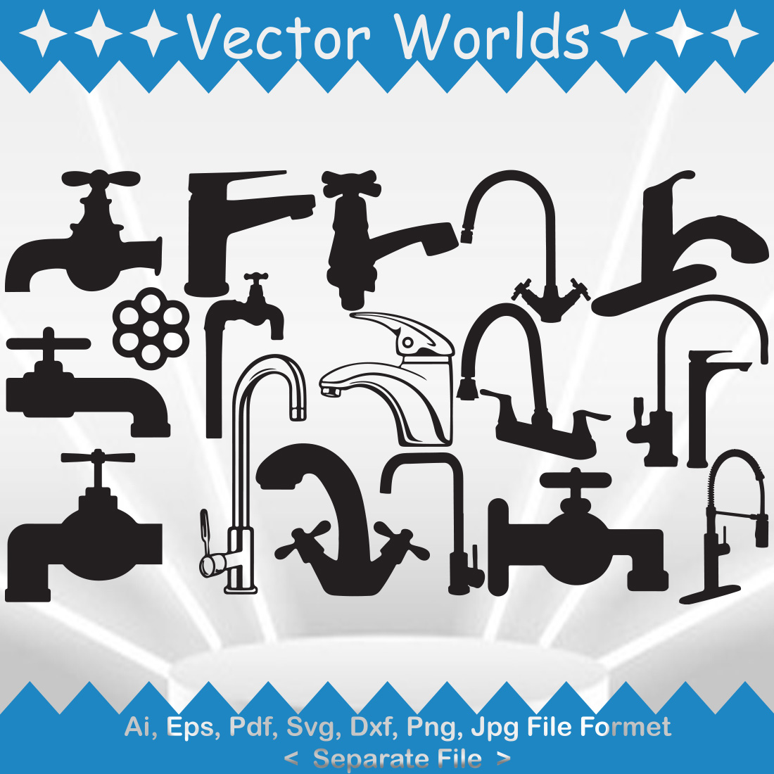 Faucet SVG Vector Design main image.