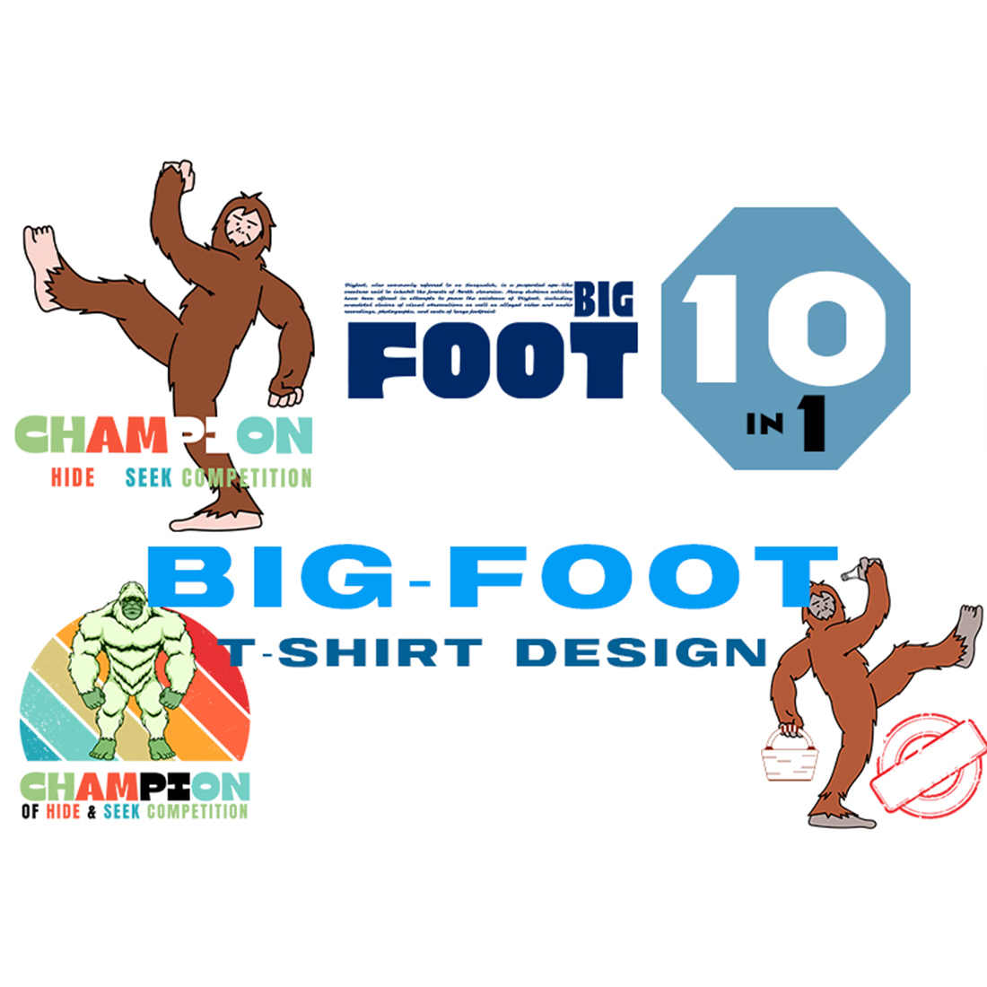 Bigfoot T-shirt Design Bundle main cover.