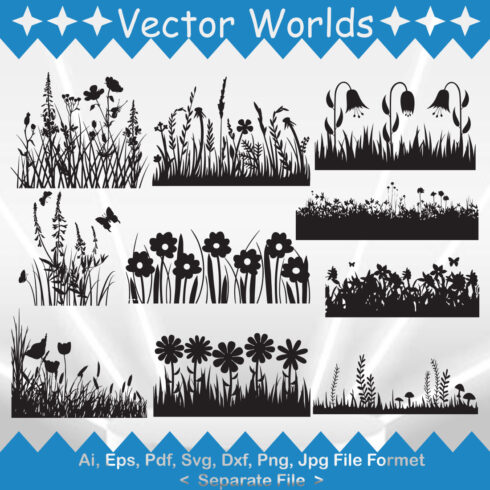 Grass Field Flower SVG Vector Design main cover