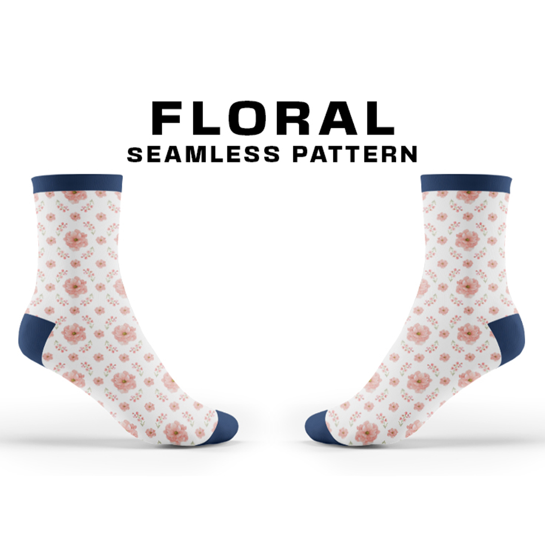 Picture of a sock with charming flower patterns