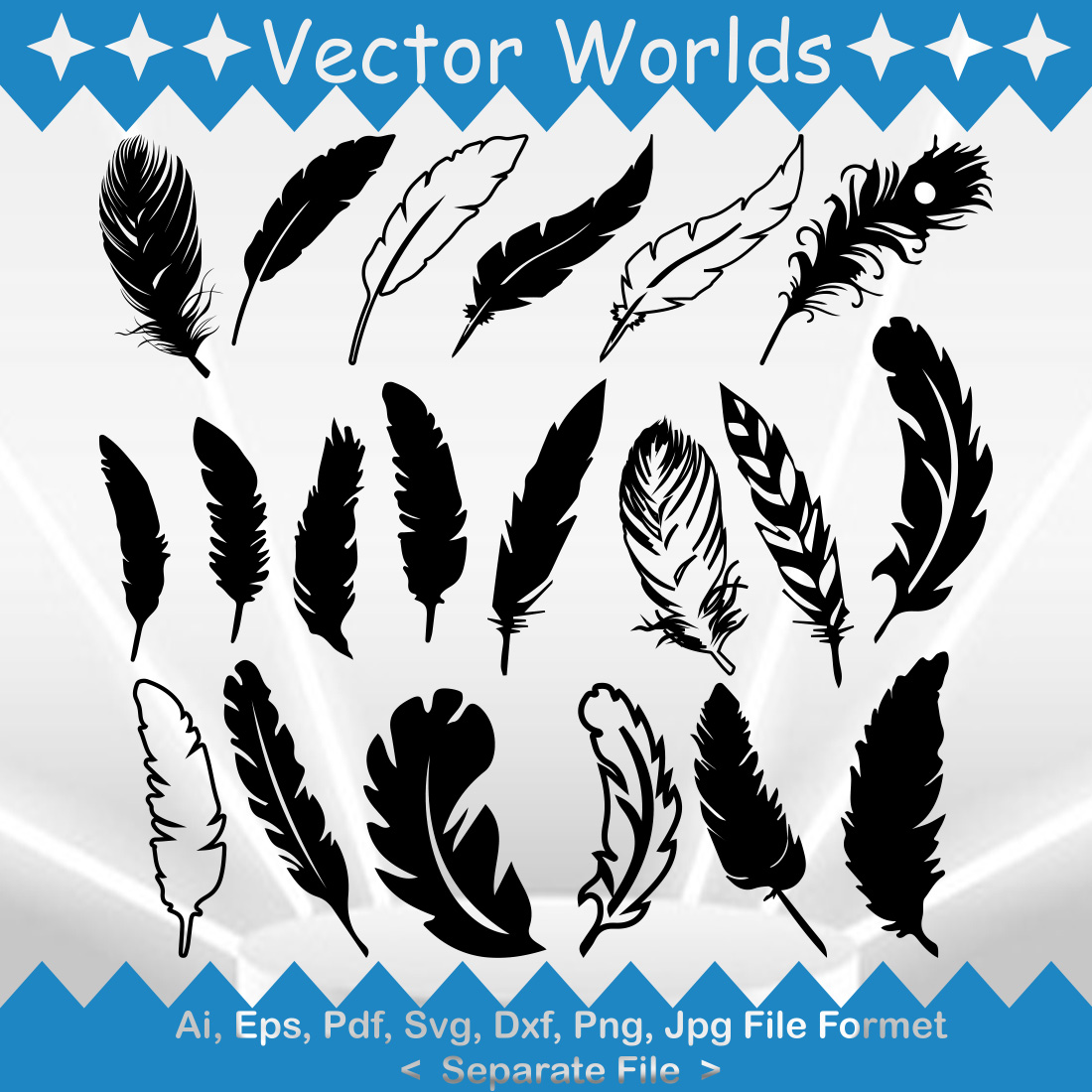 Feathers SVG Vector Design main cover.