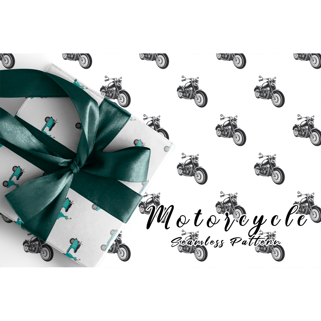 Image with wrapping paper with amazing motorcycle patterns