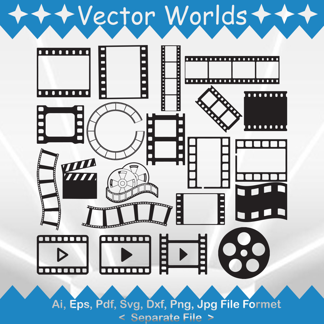 Film Strip SVG Vector Design main image.