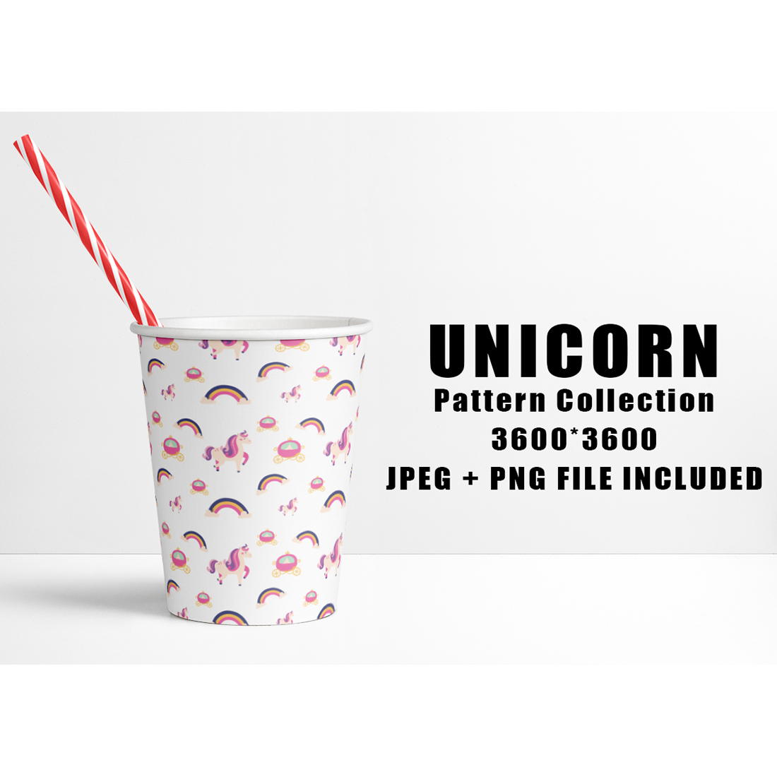 Light paper cup with cute unicorn print.