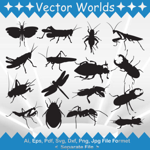 Collection of mosquito silhouettes on a blue and white background.