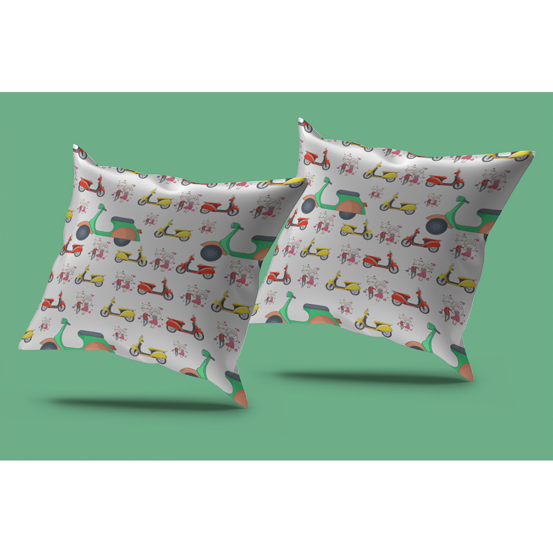 Image of pillows with great patterns with motorcycles