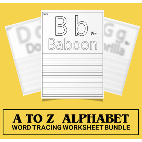 A to Z Mix Alphabets Word Tracing KDP Worksheets Bundle V.2 main cover.