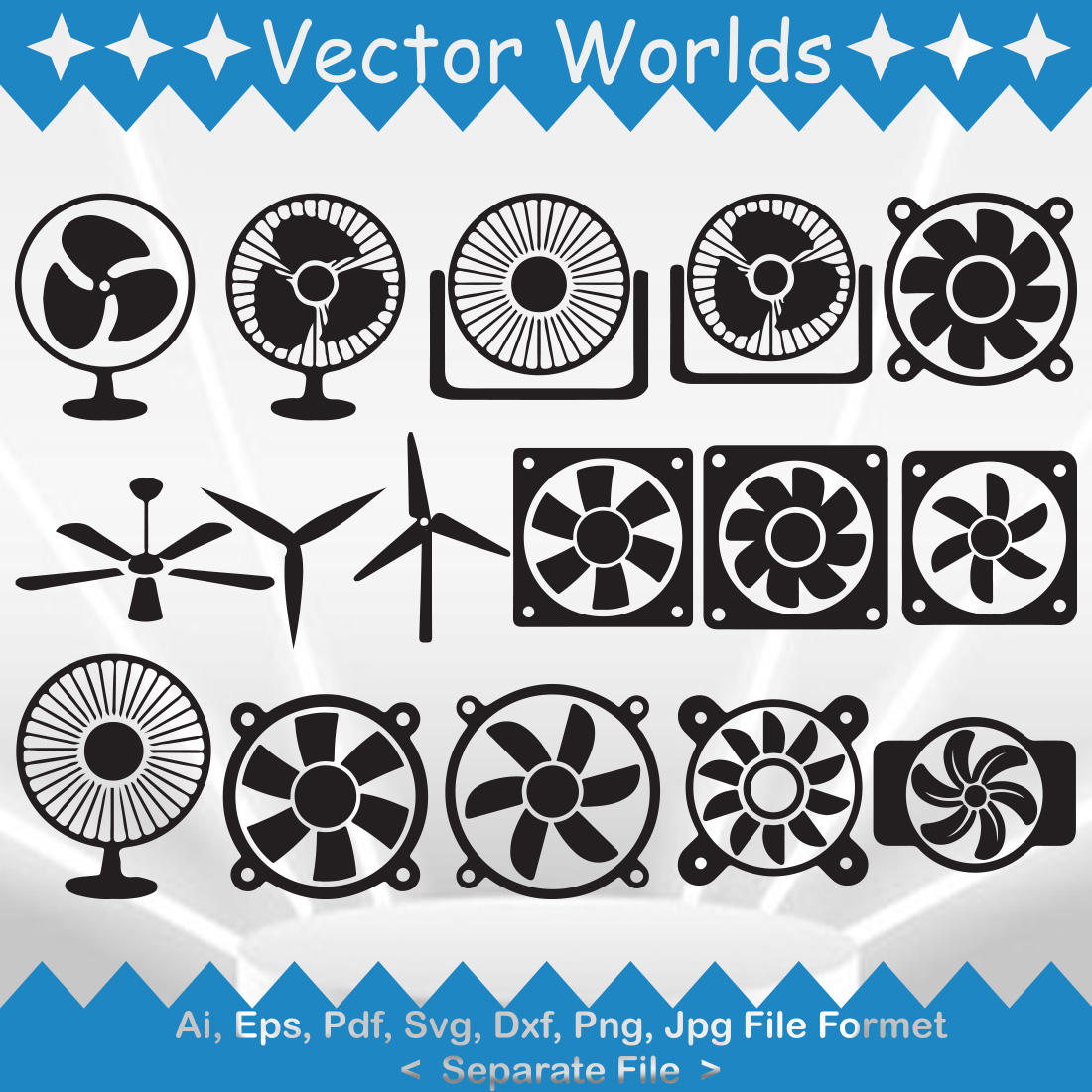 Electric Fan SVG Vector Design main image.