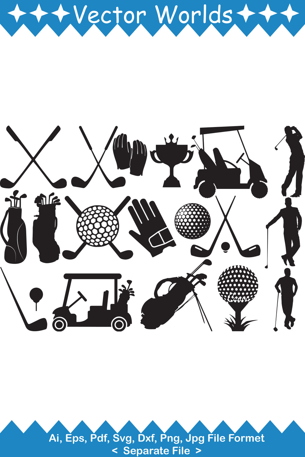 Golf Set SVG Vector Design pinterest preview image.