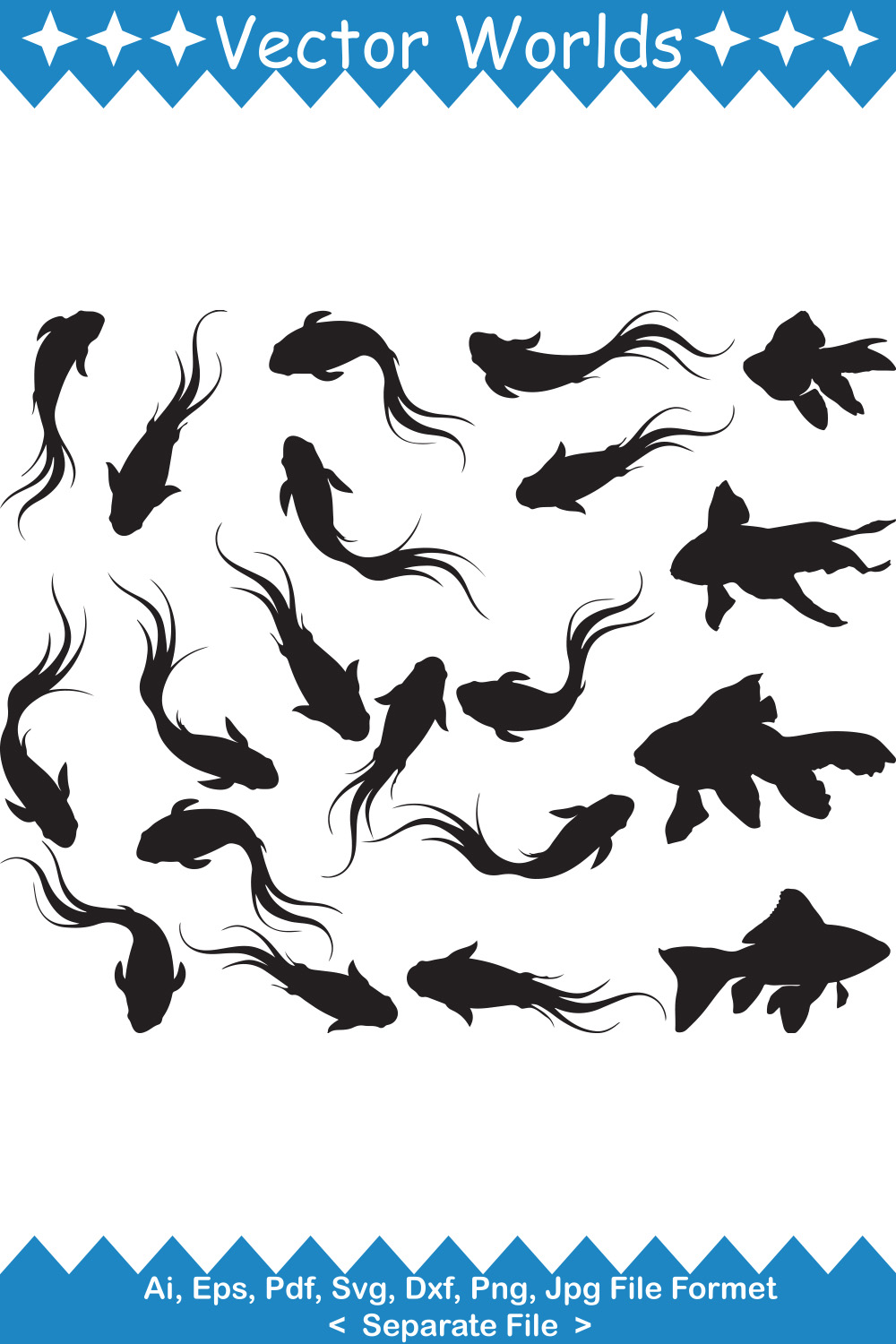 Large collection of fish silhouettes.