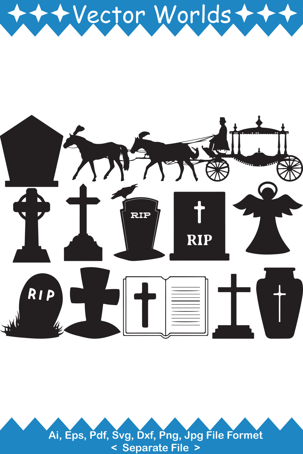 Funeral SVG Vector Design pinterest image.