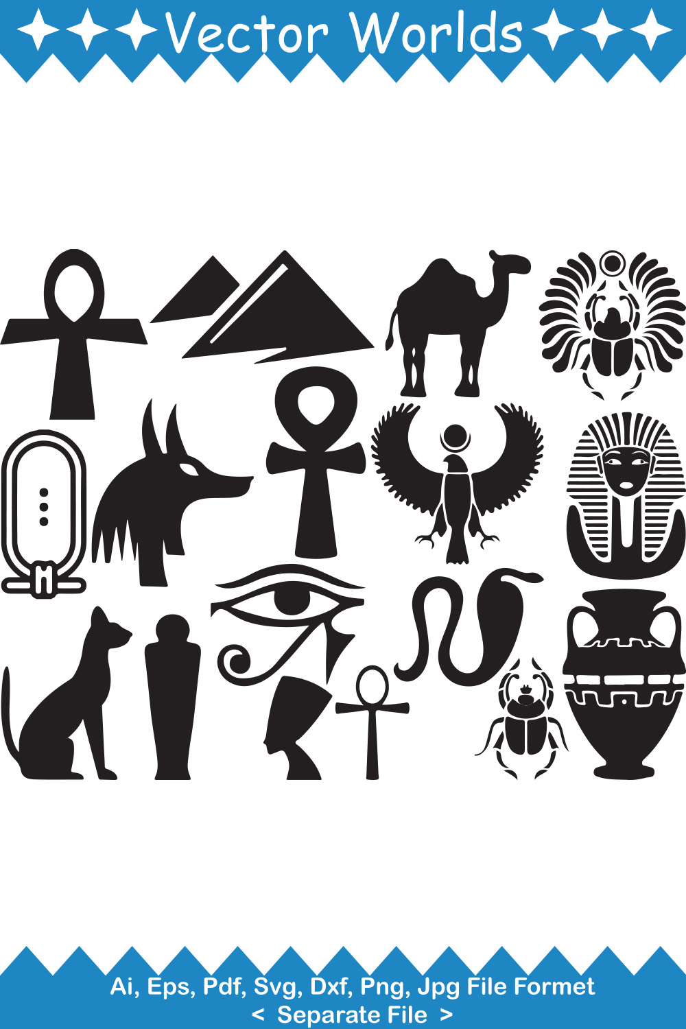 Egyptian SVG Vector Design pinterest image.