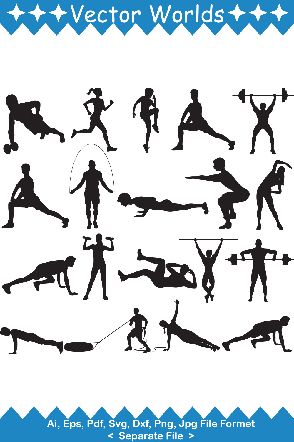 Gym Exercise SVG Vector Design pinterest preview image.