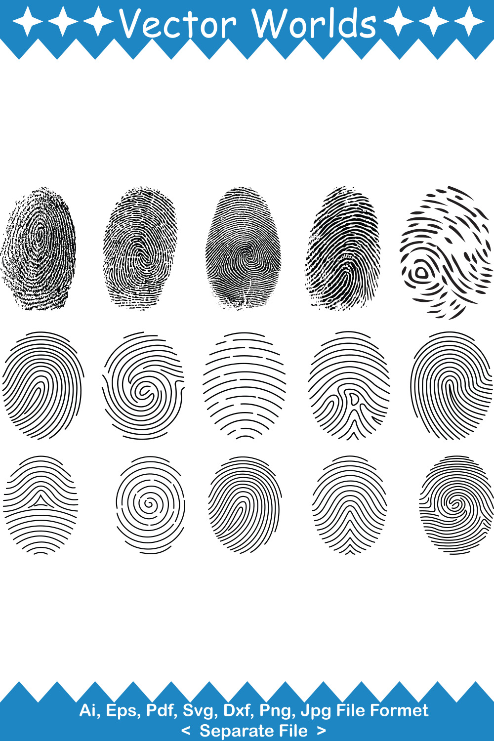 Fingerprint SVG Vector Design pinterest image.