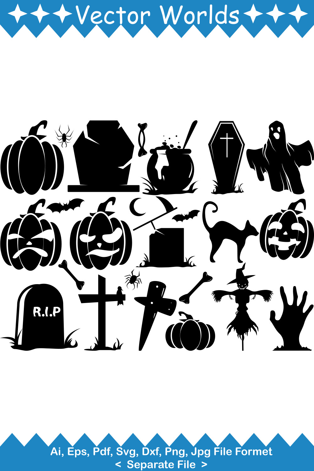 Halloween SVG Vector Design pinterest preview image.